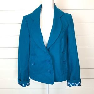 Tulle Wool Blend Pea Coat Teal